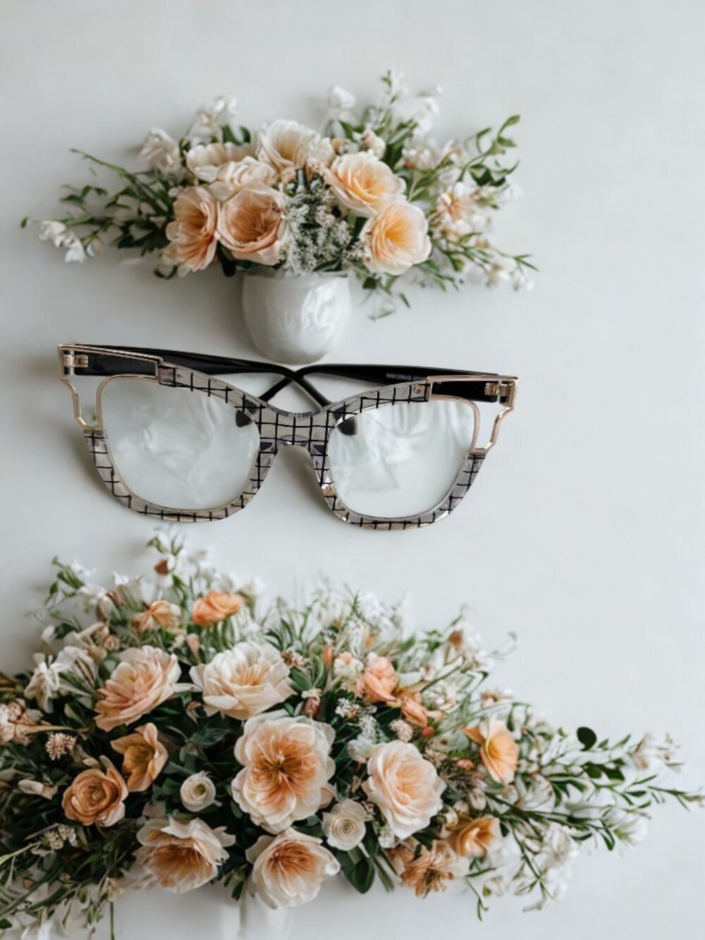Black & Gold Striped Eyeglass Frames